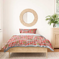 Red Palaka Hawaii Mele Kalikimaka Bedding Set Ohia Lehua Shell Leis Funny Gingerbread Santa LT14 - Polynesian Pride