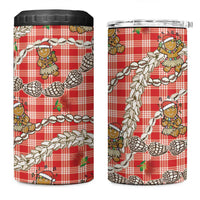 Red Palaka Hawaii Mele Kalikimaka 4 in 1 Can Cooler Tumbler Ohia Lehua Shell Leis Funny Gingerbread Santa LT14 One Size: 16 oz Red - Polynesian Pride