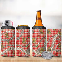 Red Palaka Hawaii Mele Kalikimaka 4 in 1 Can Cooler Tumbler Ohia Lehua Shell Leis Funny Gingerbread Santa LT14 - Polynesian Pride