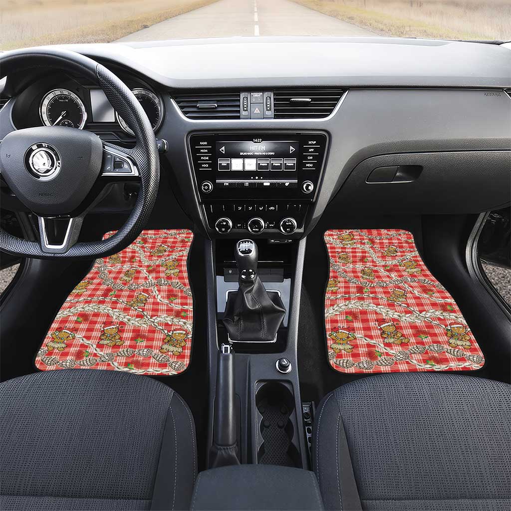 Red Palaka Hawaii Mele Kalikimaka Car Mats Ohia Lehua Shell Leis Funny Gingerbread Santa - Polynesian Pride