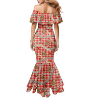 Red Palaka Hawaii Mele Kalikimaka Family Matching Mermaid Dress and Hawaiian Shirt Ohia Lehua Shell Leis Funny Gingerbread Santa LT14 - Polynesian Pride