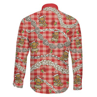 Red Palaka Hawaii Mele Kalikimaka Family Matching Off The Shoulder Long Sleeve Dress and Hawaiian Shirt Ohia Lehua Shell Leis Funny Gingerbread Santa LT14 - Polynesian Pride