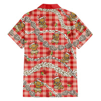 Red Palaka Hawaii Mele Kalikimaka Family Matching Puletasi and Hawaiian Shirt Ohia Lehua Shell Leis Funny Gingerbread Santa LT14 - Polynesian Pride