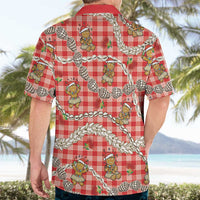 Red Palaka Hawaii Mele Kalikimaka Hawaiian Shirt Ohia Lehua Shell Leis Funny Gingerbread Santa LT14 - Polynesian Pride