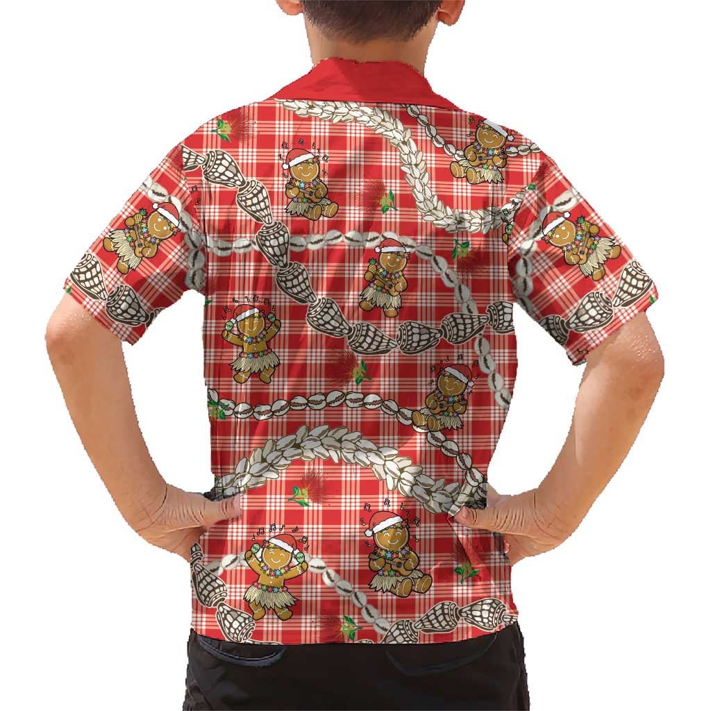 Red Palaka Hawaii Mele Kalikimaka Hawaiian Shirt Ohia Lehua Shell Leis Funny Gingerbread Santa LT14 - Polynesian Pride