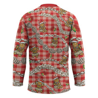 Red Palaka Hawaii Mele Kalikimaka Hockey Jersey Ohia Lehua Shell Leis Funny Gingerbread Santa LT14 - Polynesian Pride