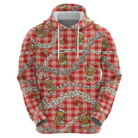 Red Palaka Hawaii Mele Kalikimaka Hoodie Ohia Lehua Shell Leis Funny Gingerbread Santa LT14 - Polynesian Pride