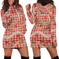 Red Palaka Hawaii Mele Kalikimaka Hoodie Dress Ohia Lehua Shell Leis Funny Gingerbread Santa LT14 - Polynesian Pride
