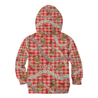 Red Palaka Hawaii Mele Kalikimaka Kid Hoodie Ohia Lehua Shell Leis Funny Gingerbread Santa LT14 - Polynesian Pride