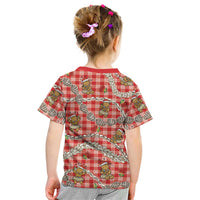 Red Palaka Hawaii Mele Kalikimaka Kid T Shirt Ohia Lehua Shell Leis Funny Gingerbread Santa LT14 - Polynesian Pride