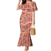 Red Palaka Hawaii Mele Kalikimaka Mermaid Dress Ohia Lehua Shell Leis Funny Gingerbread Santa LT14 Women Red - Polynesian Pride