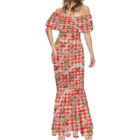 Red Palaka Hawaii Mele Kalikimaka Mermaid Dress Ohia Lehua Shell Leis Funny Gingerbread Santa LT14 - Polynesian Pride