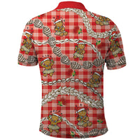 Red Palaka Hawaii Mele Kalikimaka Polo Shirt Ohia Lehua Shell Leis Funny Gingerbread Santa LT14 - Polynesian Pride