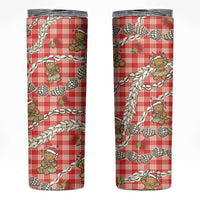 Red Palaka Hawaii Mele Kalikimaka Skinny Tumbler Ohia Lehua Shell Leis Funny Gingerbread Santa LT14 Red - Polynesian Pride