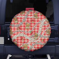 Red Palaka Hawaii Mele Kalikimaka Spare Tire Cover Ohia Lehua Shell Leis Funny Gingerbread Santa LT14 No hole Red - Polynesian Pride