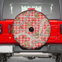 Red Palaka Hawaii Mele Kalikimaka Spare Tire Cover Ohia Lehua Shell Leis Funny Gingerbread Santa LT14 - Polynesian Pride