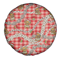 Red Palaka Hawaii Mele Kalikimaka Spare Tire Cover Ohia Lehua Shell Leis Funny Gingerbread Santa LT14 - Polynesian Pride