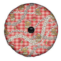 Red Palaka Hawaii Mele Kalikimaka Spare Tire Cover Ohia Lehua Shell Leis Funny Gingerbread Santa LT14 - Polynesian Pride