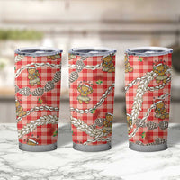 Red Palaka Hawaii Mele Kalikimaka Tumbler Cup Ohia Lehua Shell Leis Funny Gingerbread Santa LT14 - Polynesian Pride