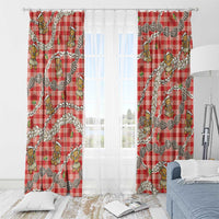 Red Palaka Hawaii Mele Kalikimaka Window Curtain Ohia Lehua Shell Leis Funny Gingerbread Santa - Polynesian Pride