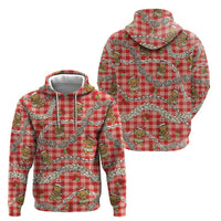 Red Palaka Hawaii Mele Kalikimaka Zip Hoodie Ohia Lehua Shell Leis Funny Gingerbread Santa LT14 - Polynesian Pride