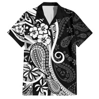 Black Polynesia Paisley Family Matching Summer Maxi Dress and Hawaiian Shirt Polynesian With Tropical Flowers LT14 Dad's Shirt - Short Sleeve Black - Polynesian Pride