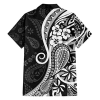 Black Polynesia Paisley Family Matching Summer Maxi Dress and Hawaiian Shirt Polynesian With Tropical Flowers LT14 - Polynesian Pride