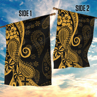 Gold Polynesia Paisley Garden Flag Polynesian With Tropical Flowers LT14 - Polynesian Pride