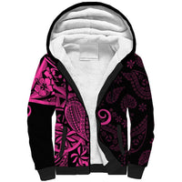 Pink Polynesia Paisley Sherpa Hoodie Polynesian With Tropical Flowers LT14 Unisex Pink - Polynesian Pride