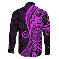 Polynesia Paisley Family Matching Puletasi Dress and Hawaiian Shirt Polynesian With Tropical Flowers - Purple LT14 - Polynesian Pride