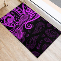 Polynesia Paisley Rubber Doormat Polynesian With Tropical Flowers - Purple LT14 - Polynesian Pride