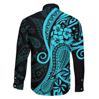 Polynesia Paisley Family Matching Mermaid Dress and Hawaiian Shirt Polynesian With Tropical Flowers - Turquoise LT14 - Polynesian Pride