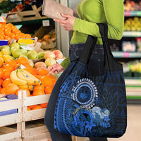 Talofa Samoa Grocery Bag Samoan Kava Bowl Siapo Pattern - Blue