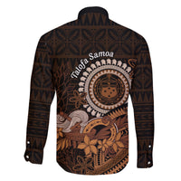 Talofa Samoa Family Matching Long Sleeve Bodycon Dress and Hawaiian Shirt Samoan Kava Bowl Siapo Pattern - Brown LT14 - Polynesian Pride