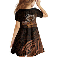 Talofa Samoa Family Matching Tank Maxi Dress and Hawaiian Shirt Samoan Kava Bowl Siapo Pattern - Brown LT14 - Polynesian Pride