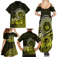 Lime Green Talofa Samoa Family Matching Summer Maxi Dress and Hawaiian Shirt Samoan Kava Bowl Siapo Pattern LT14 - Polynesian Pride