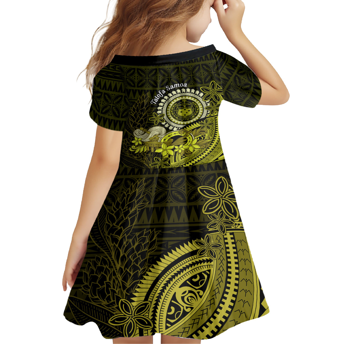 Lime Green Talofa Samoa Family Matching Tank Maxi Dress and Hawaiian Shirt Samoan Kava Bowl Siapo Pattern LT14 - Polynesian Pride
