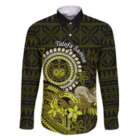 Lime Green Talofa Samoa Family Matching Tank Maxi Dress and Hawaiian Shirt Samoan Kava Bowl Siapo Pattern LT14 Dad's Shirt - Long Sleeve Lime Green - Polynesian Pride
