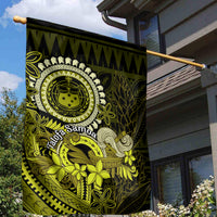 Lime Green Talofa Samoa Garden Flag Samoan Kava Bowl Siapo Pattern LT14 - Polynesian Pride