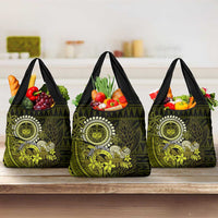 Lime Green Talofa Samoa Grocery Bag Samoan Kava Bowl Siapo Pattern