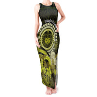 Lime Green Talofa Samoa Tank Maxi Dress Samoan Kava Bowl Siapo Pattern LT14 Women Lime Green - Polynesian Pride