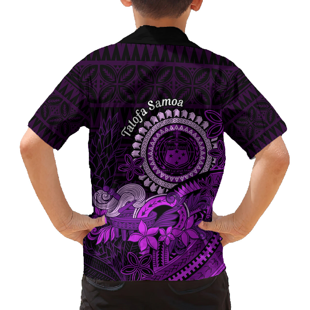 Purple Talofa Samoa Family Matching Tank Maxi Dress and Hawaiian Shirt Samoan Kava Bowl Siapo Pattern LT14 - Polynesian Pride