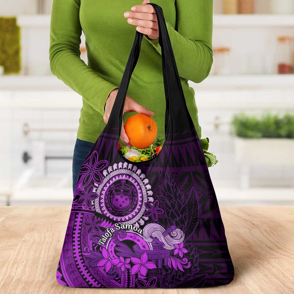 Purple Talofa Samoa Grocery Bag Samoan Kava Bowl Siapo Pattern