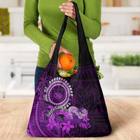 Purple Talofa Samoa Grocery Bag Samoan Kava Bowl Siapo Pattern