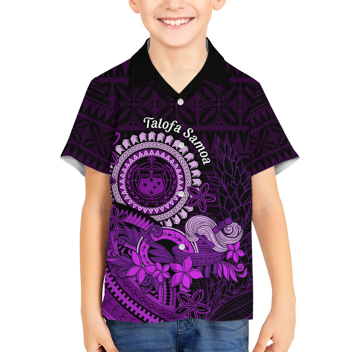 Purple Talofa Samoa Hawaiian Shirt Samoan Kava Bowl Siapo Pattern LT14 - Polynesian Pride