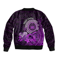 Purple Talofa Samoa Sleeve Zip Bomber Jacket Samoan Kava Bowl Siapo Pattern LT14 - Polynesian Pride