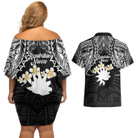 Ekamowir Omo Nauru Couples Matching Off Shoulder Short Dress and Hawaiian Shirt Naoero Twelve-pointed Star Polynesian Tattoo LT14 - Polynesian Pride