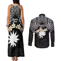 Ekamowir Omo Nauru Couples Matching Tank Maxi Dress and Long Sleeve Button Shirt Naoero Twelve-pointed Star Polynesian Tattoo LT14 - Polynesian Pride