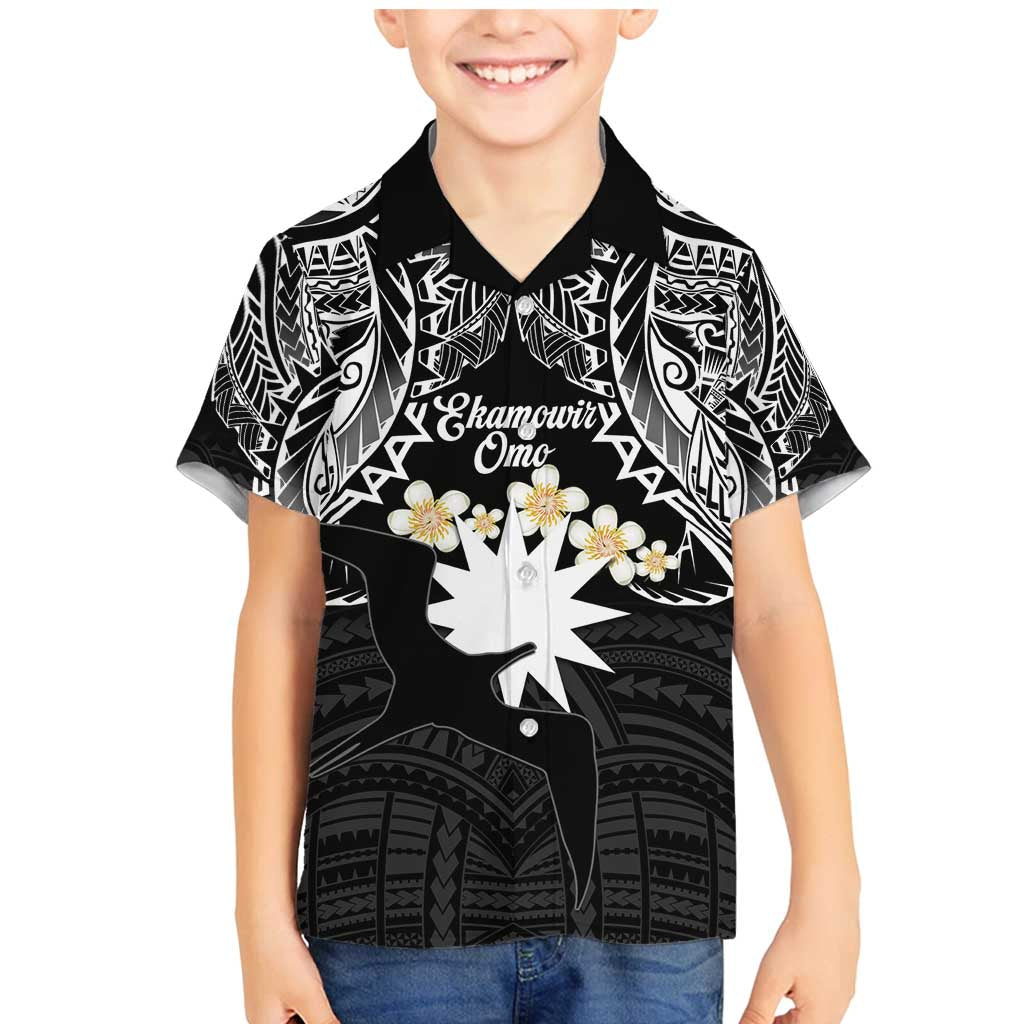 Ekamowir Omo Nauru Family Matching Mermaid Dress and Hawaiian Shirt Naoero Twelve-pointed Star Polynesian Tattoo LT14 Son's Shirt Black - Polynesian Pride