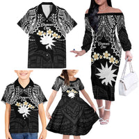 Ekamowir Omo Nauru Family Matching Off The Shoulder Long Sleeve Dress and Hawaiian Shirt Naoero Twelve-pointed Star Polynesian Tattoo LT14 - Polynesian Pride